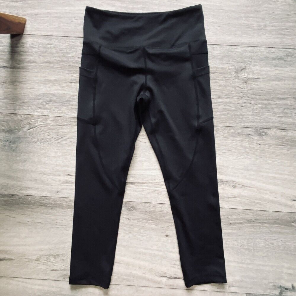 ZYIA Leggings Womens Size Medium Active Cropped 21” Length M Black Classic